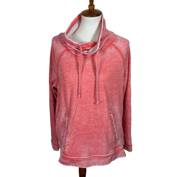 Green Tea Coral Pink Factory Distressed Dyed Super Soft Sweatshirt Size LG - Picture 3 of 7